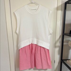 White and Pink Women’s Sleeveless Dress
